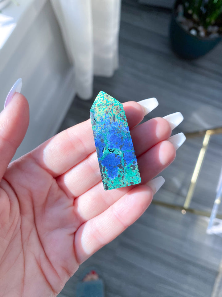 RARE Azurite Malachite Mini Point - Releasing Old Patterns - Openness Crystal - Love Stone - Creativity - Empathy - Personal Evolution