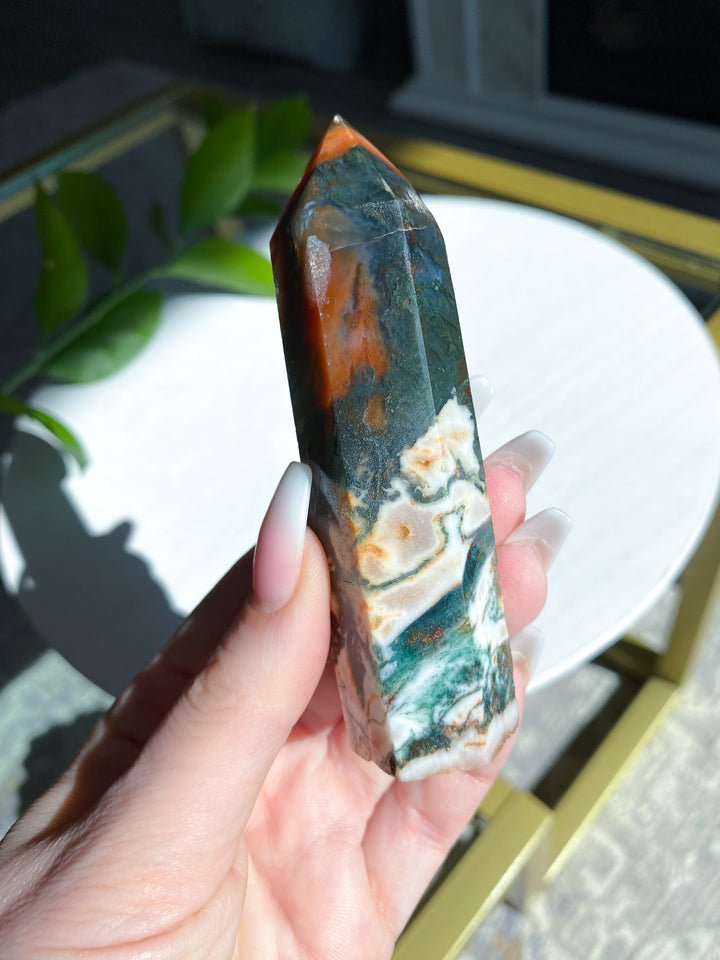 Carnelian & Moss Agate Tower - Get Exact Crystal