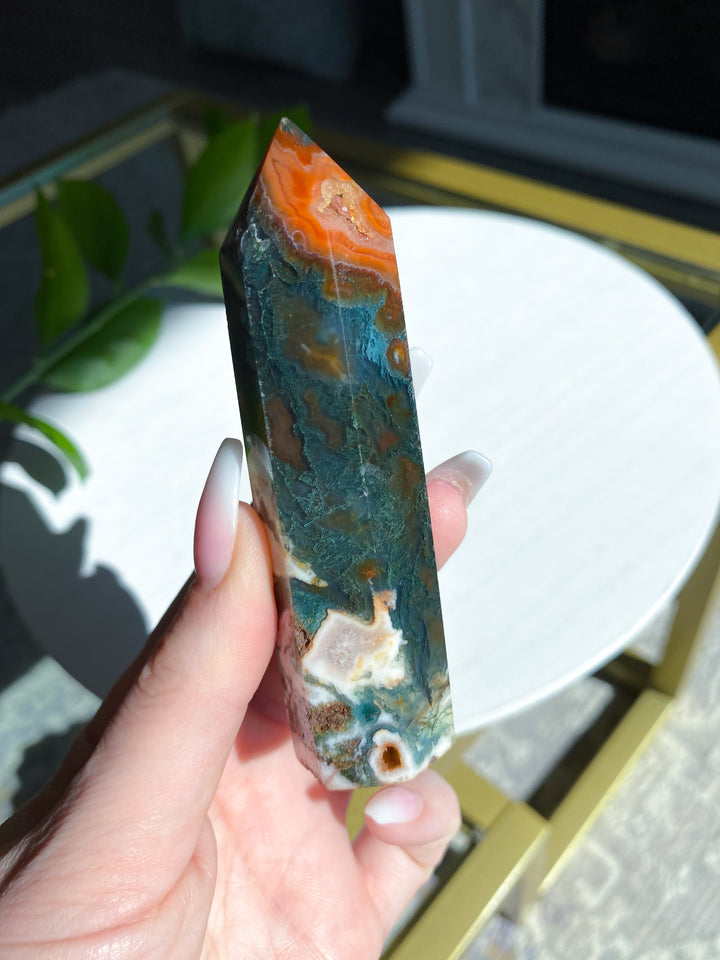 Carnelian & Moss Agate Tower - Get Exact Crystal