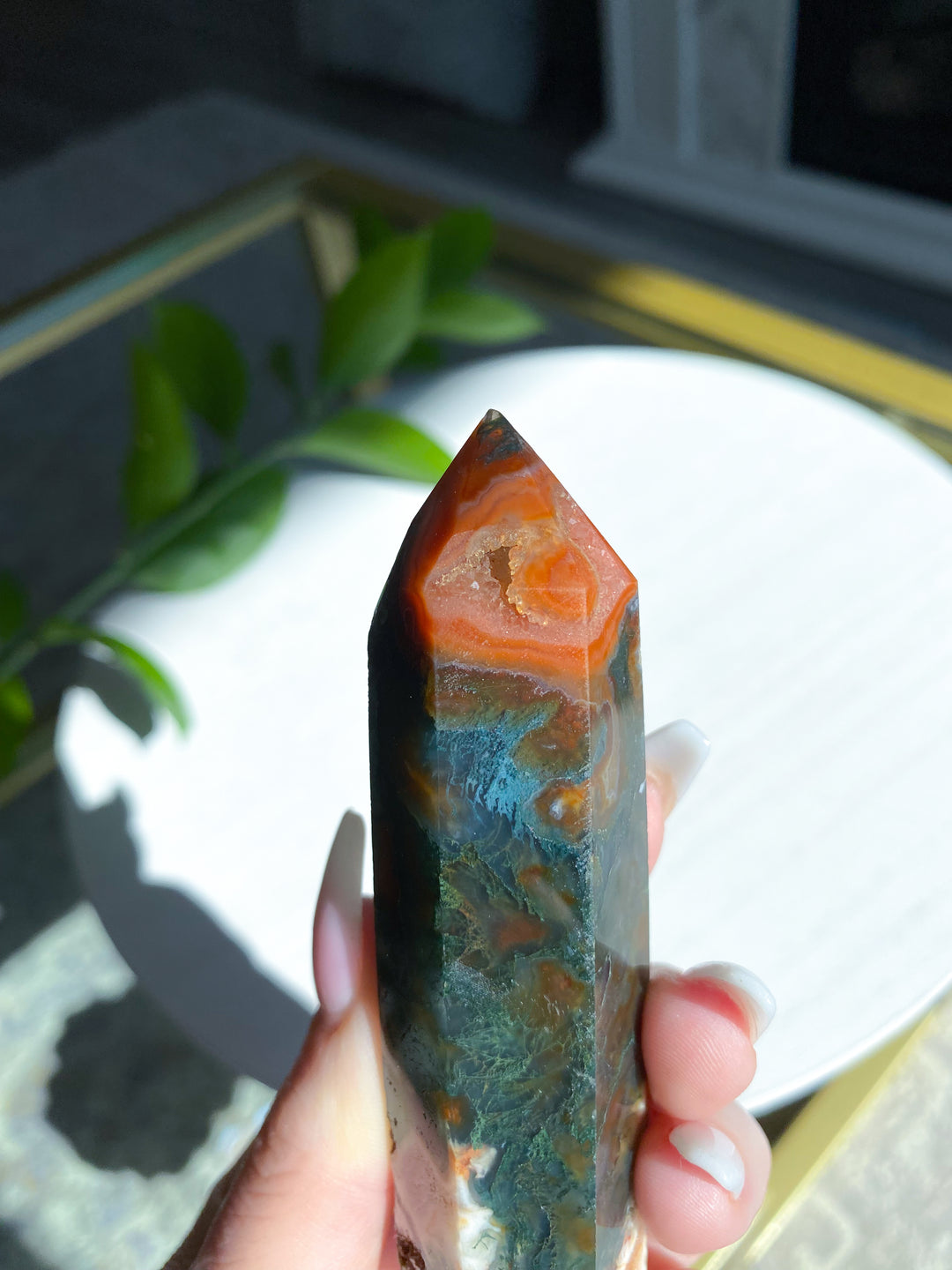 Carnelian & Moss Agate Tower - Get Exact Crystal