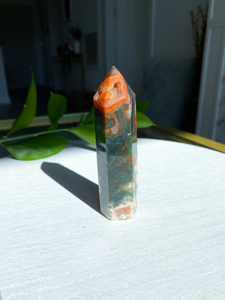 Carnelian & Moss Agate Tower - Get Exact Crystal