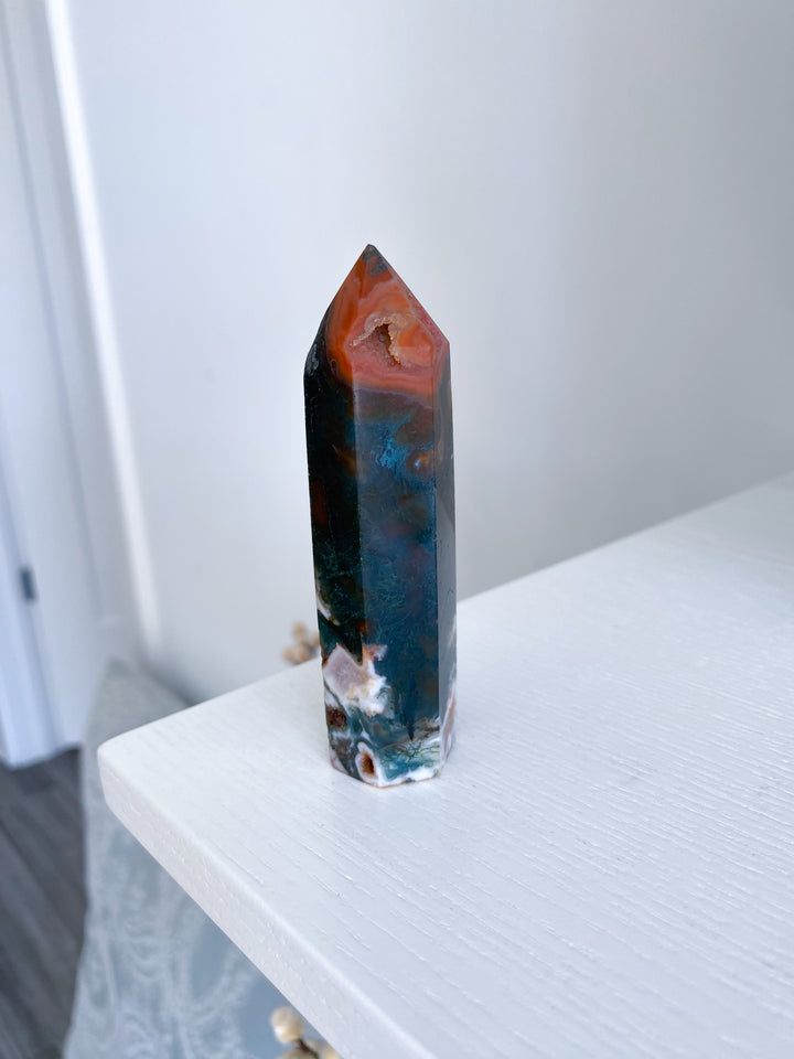 Carnelian & Moss Agate Tower - Get Exact Crystal