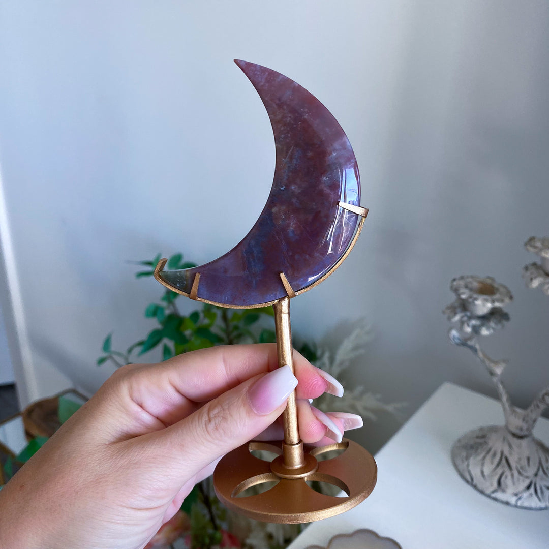Purple Ocean Jasper Moon on Stand 
