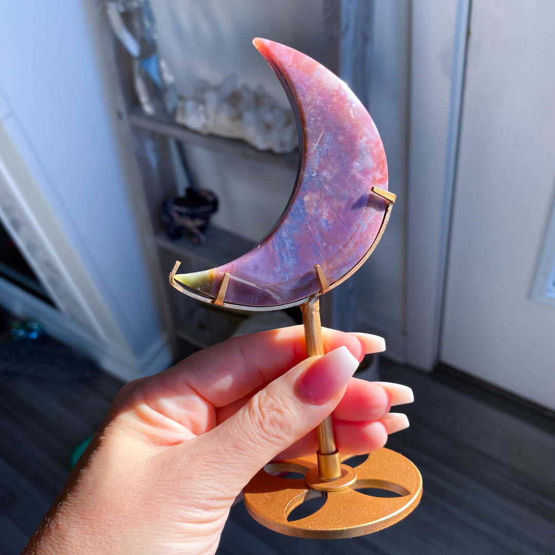 Purple Ocean Jasper Moon on Stand 