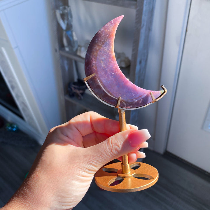 Purple Ocean Jasper Moon on Stand 