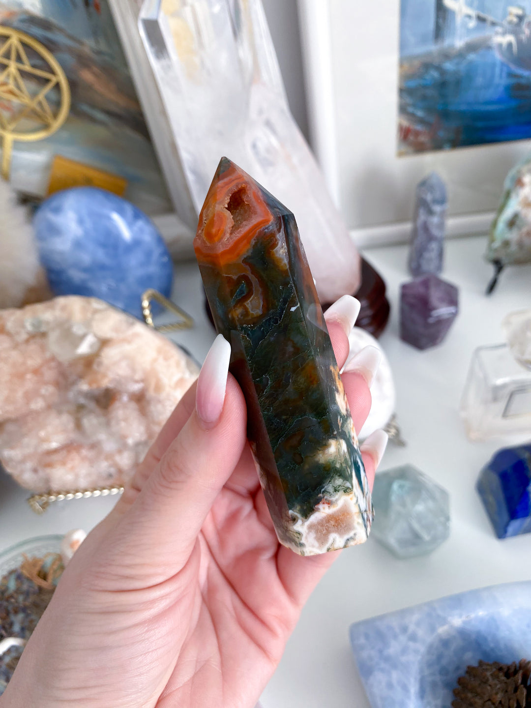 Carnelian & Moss Agate Tower - Get Exact Crystal