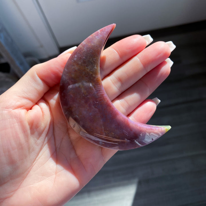 Purple Ocean Jasper Moon on Stand 