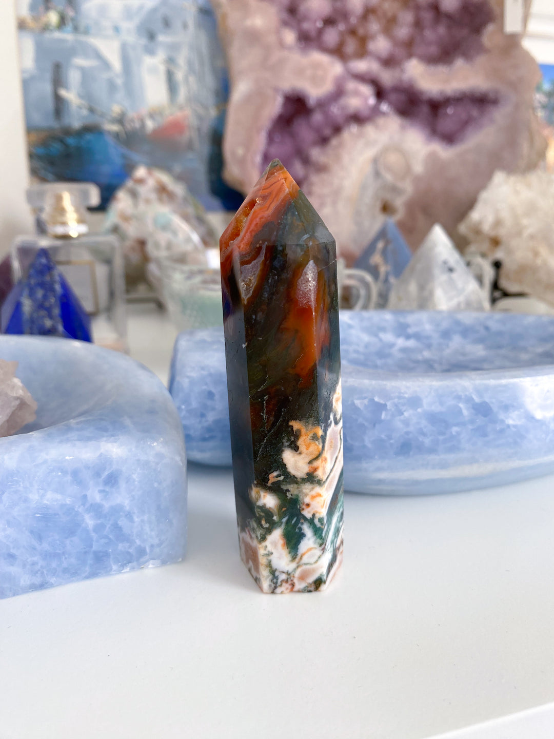 Carnelian & Moss Agate Tower - Get Exact Crystal