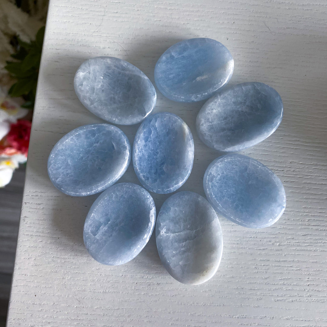 Icy Blue Calcite Worry Stone