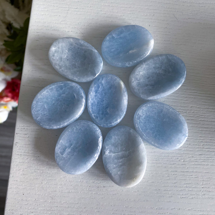 Icy Blue Calcite Worry Stone