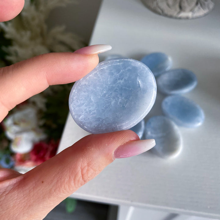 Icy Blue Calcite Worry Stone