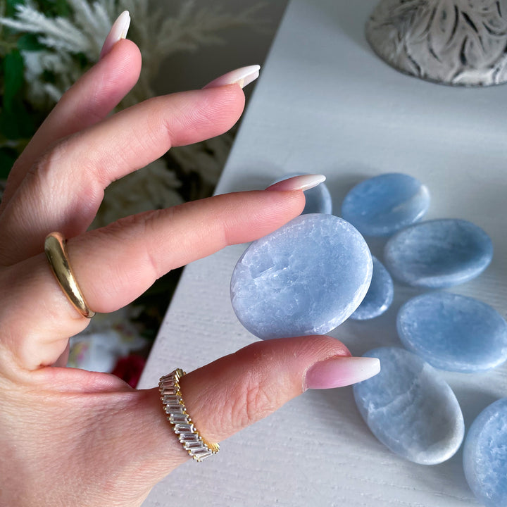 Icy Blue Calcite Worry Stone