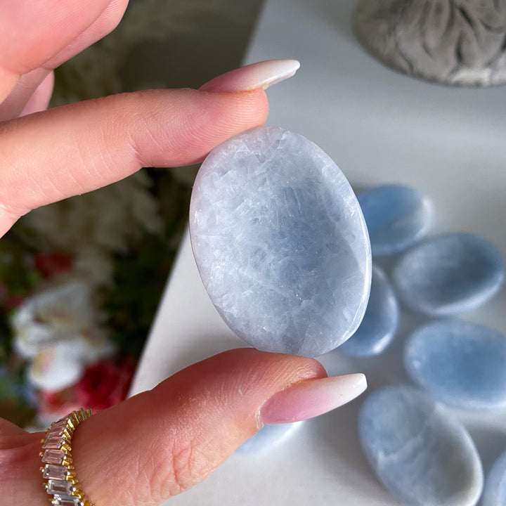 Icy Blue Calcite Worry Stone