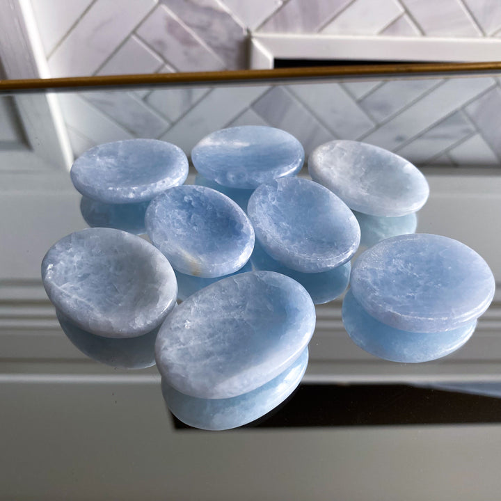 Icy Blue Calcite Worry Stone