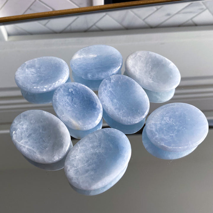 Icy Blue Calcite Worry Stone