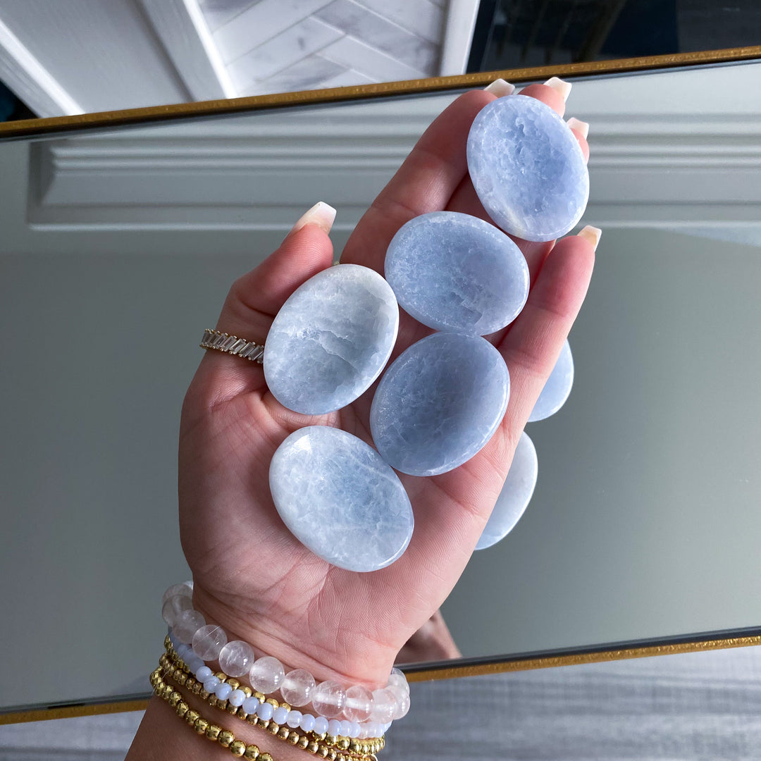 Icy Blue Calcite Worry Stone