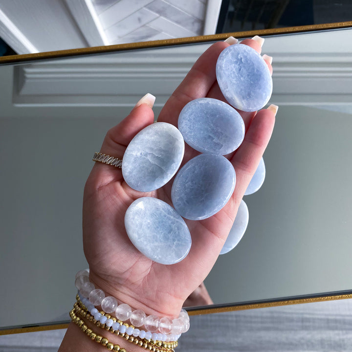 Icy Blue Calcite Worry Stone