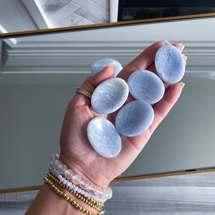 Icy Blue Calcite Worry Stone