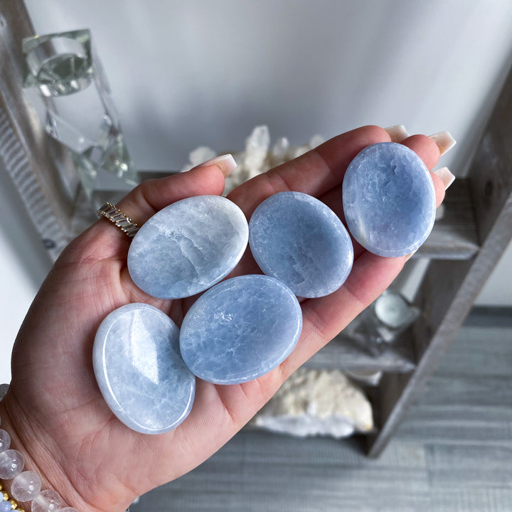 Icy Blue Calcite Worry Stone