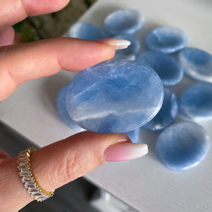 Blue Calcite Worry Stone