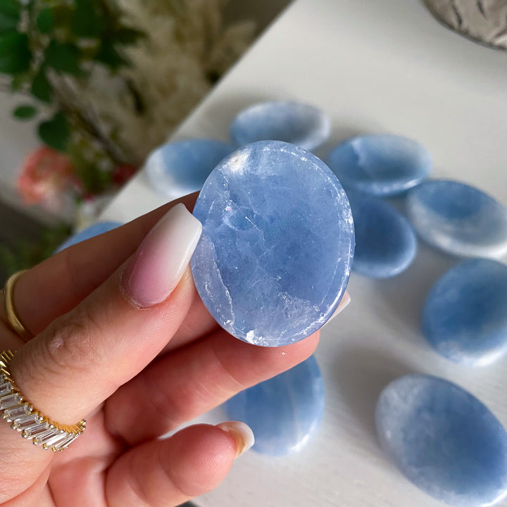 Blue Calcite Worry Stone