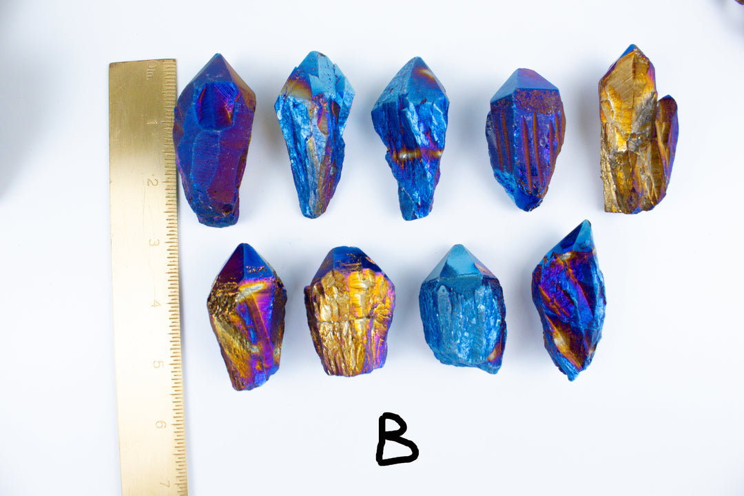 Blue Titanium Aura Quartz Point