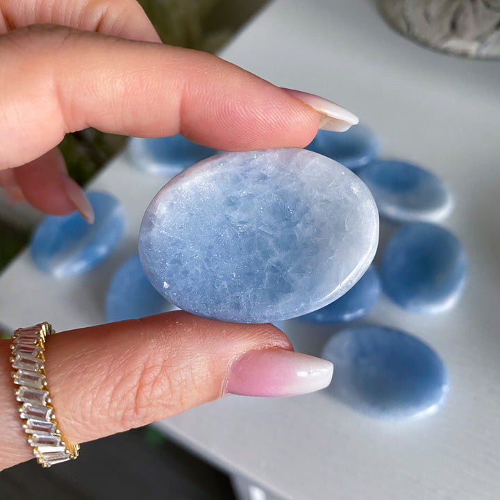 Blue Calcite Worry Stone