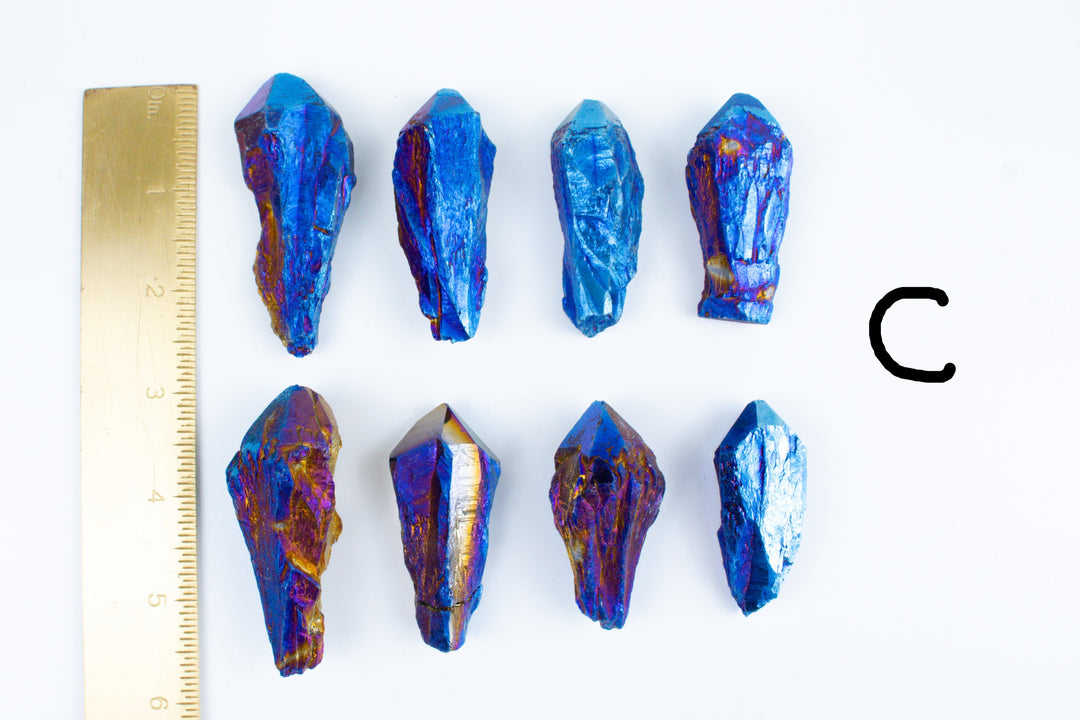Blue Titanium Aura Quartz Point