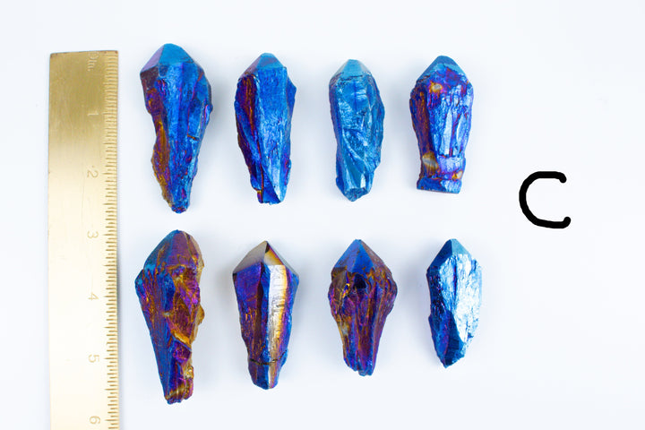 Blue Titanium Aura Quartz Point