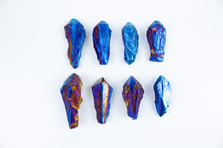Blue Titanium Aura Quartz Point