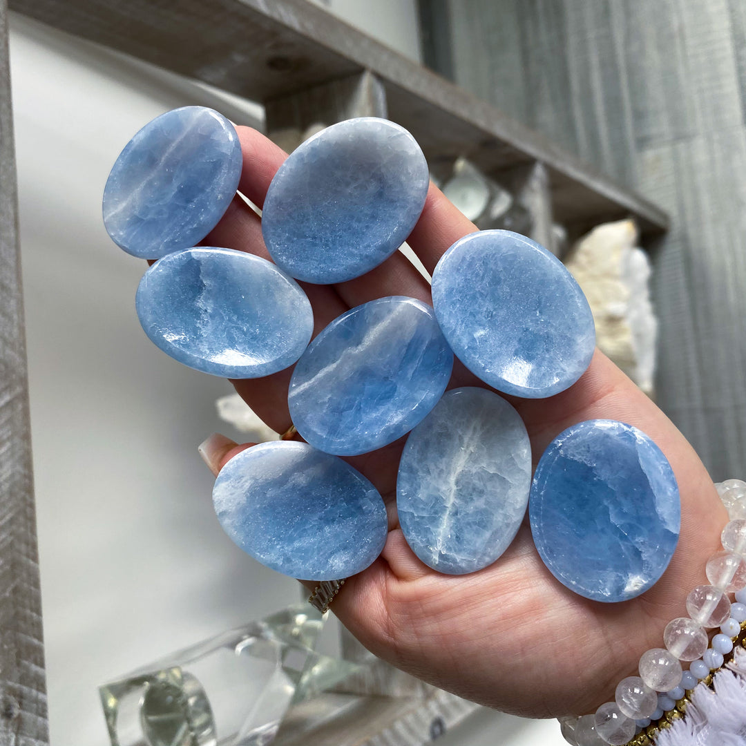 Blue Calcite Worry Stone