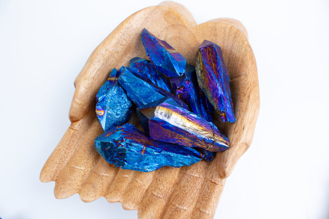 Blue Titanium Aura Quartz Point