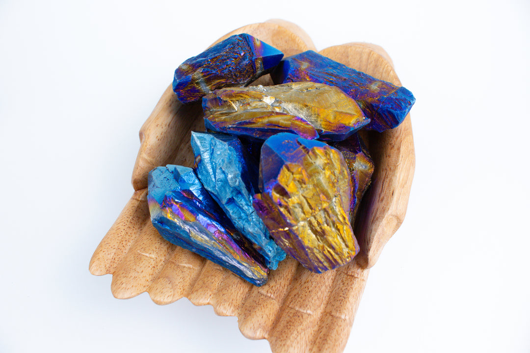 Blue Titanium Aura Quartz Point