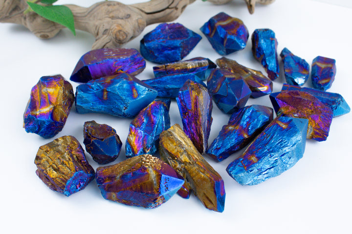 Blue Titanium Aura Quartz Point