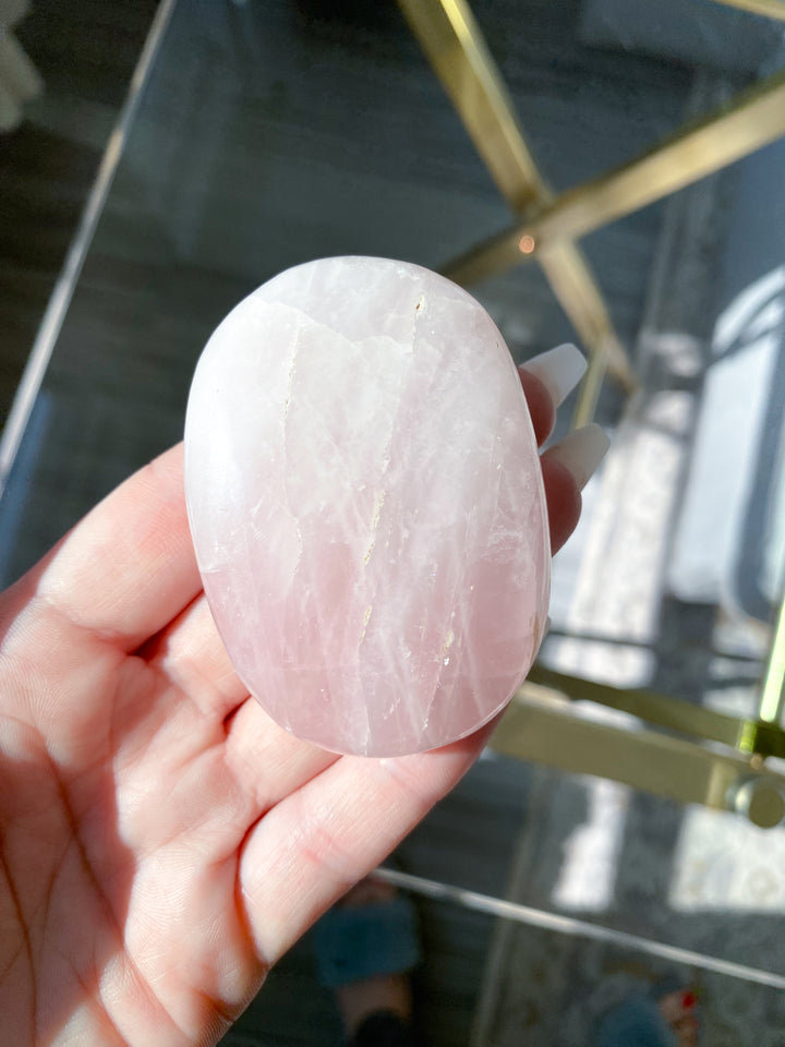 Rose Quartz Palm Stone #1