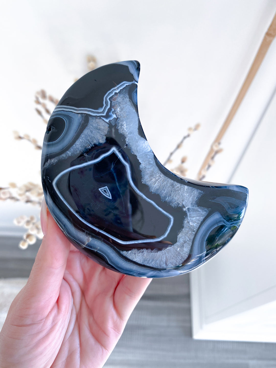 XL Black Agate Moon