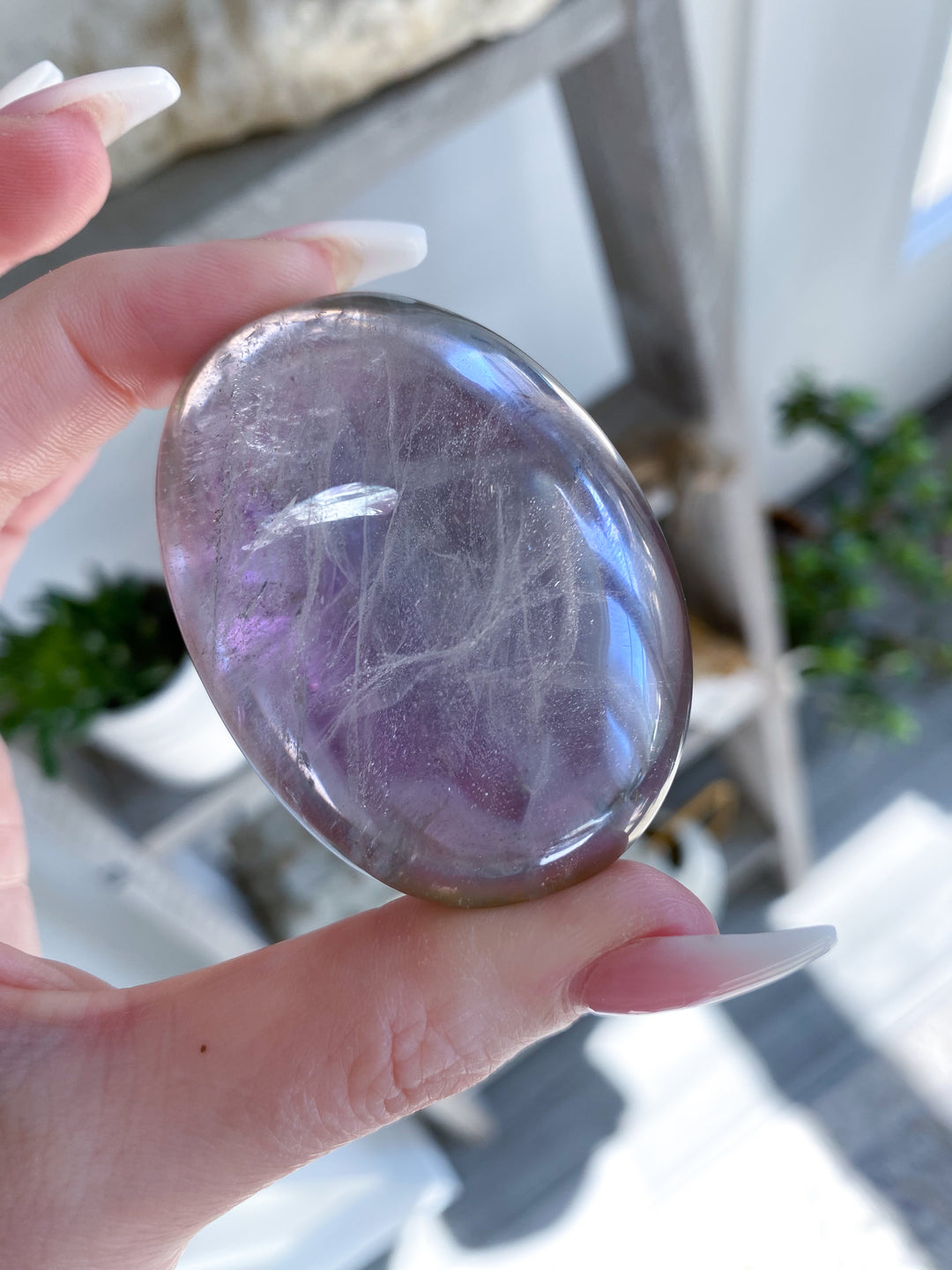 Angel Aura Quartz Palm Stone - Emotional Stability