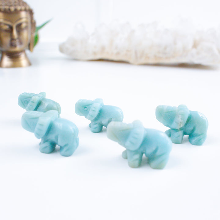 Mini Blue Sky Elephant Carving