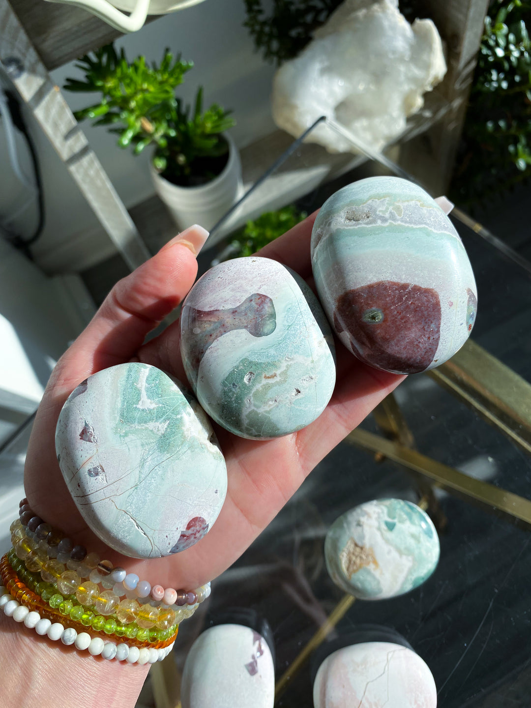 RARE Pastel Unicorn Jasper Palm Stone - You Choose