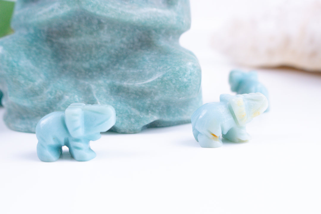 Mini Blue Sky Elephant Carving