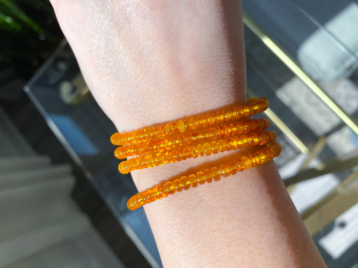 Manifestation: Beaded Cylinder Amber Stretch Bracelet