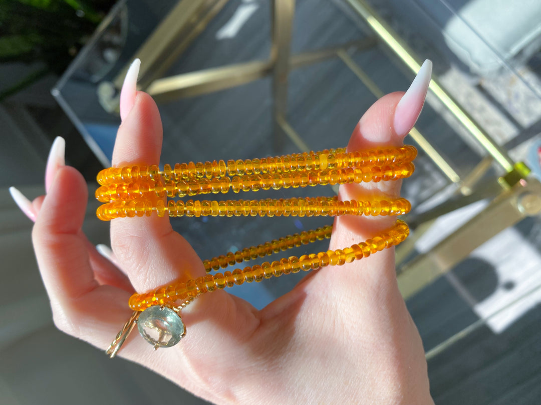 Manifestation: Beaded Cylinder Amber Stretch Bracelet