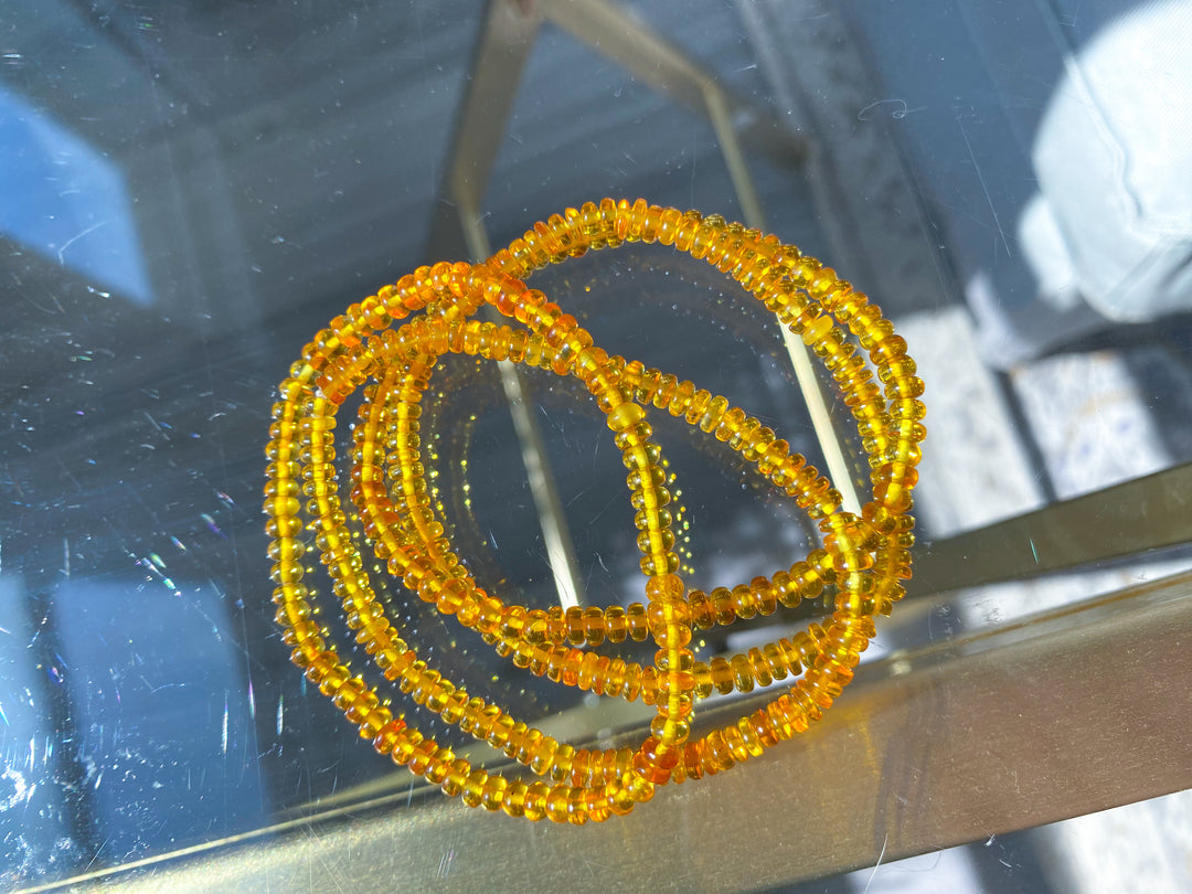 Manifestation: Beaded Cylinder Amber Stretch Bracelet