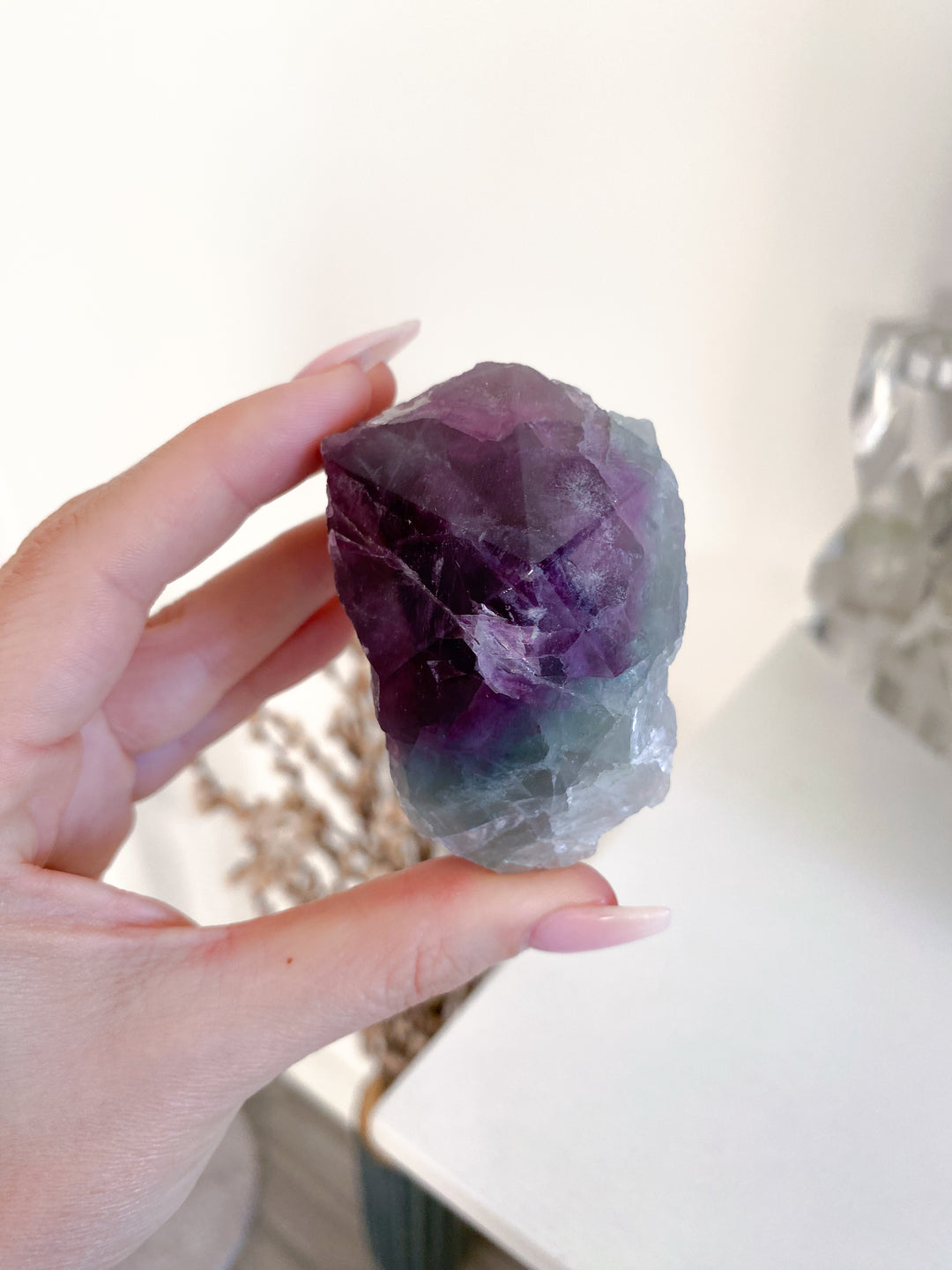 Green, Purple Rainbow Fluorite Top Polish Point #4