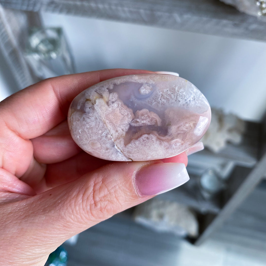 Pink Amethyst with Flower Agate Palm 