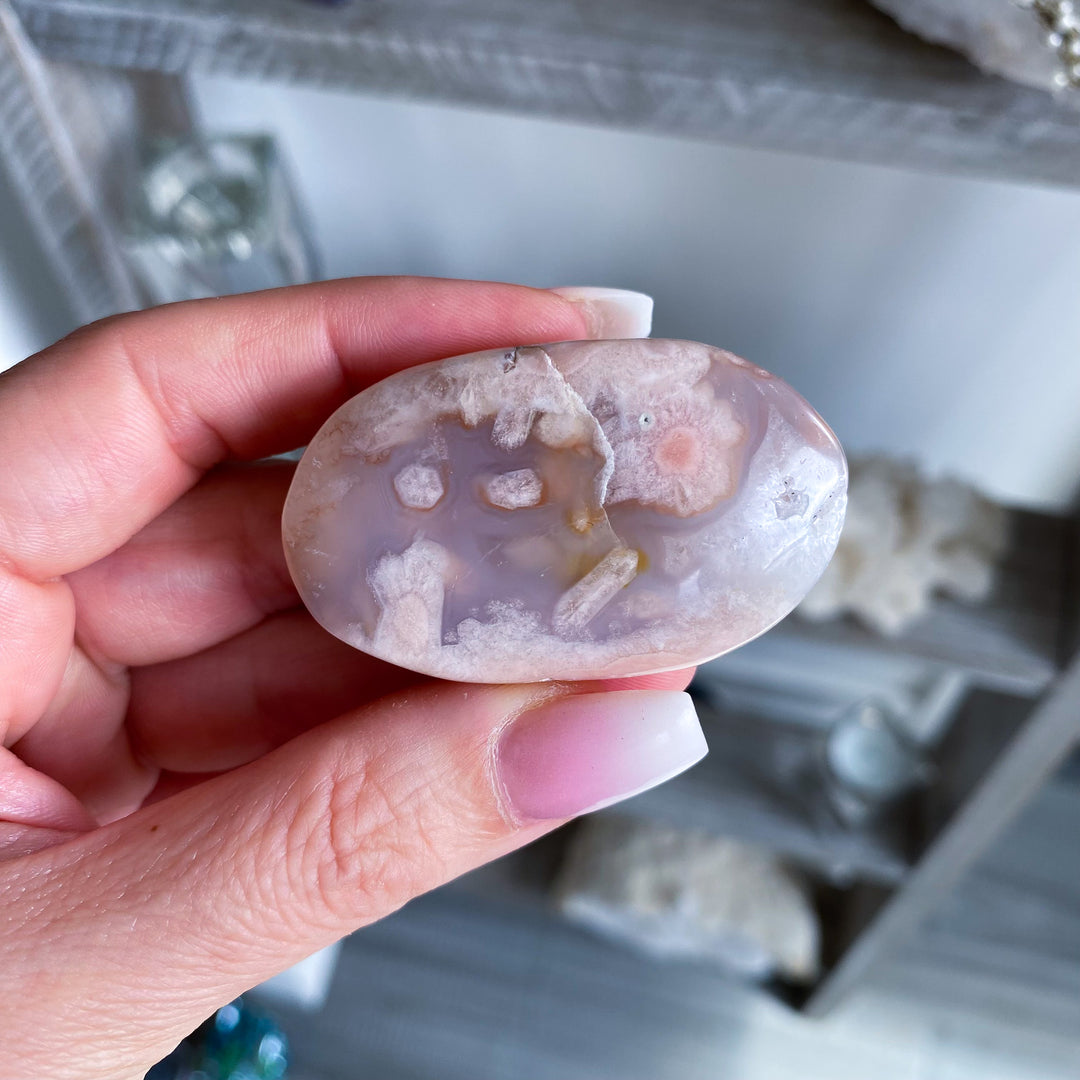 Pink Amethyst with Flower Agate Palm 