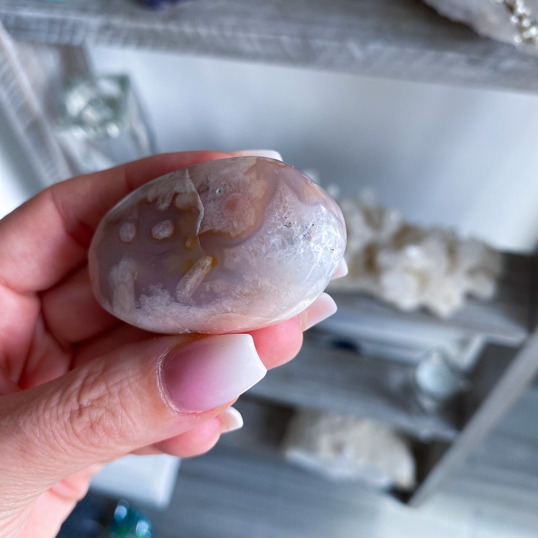 Pink Amethyst with Flower Agate Palm 