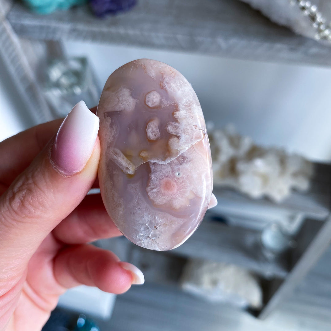 Pink Amethyst with Flower Agate Palm 