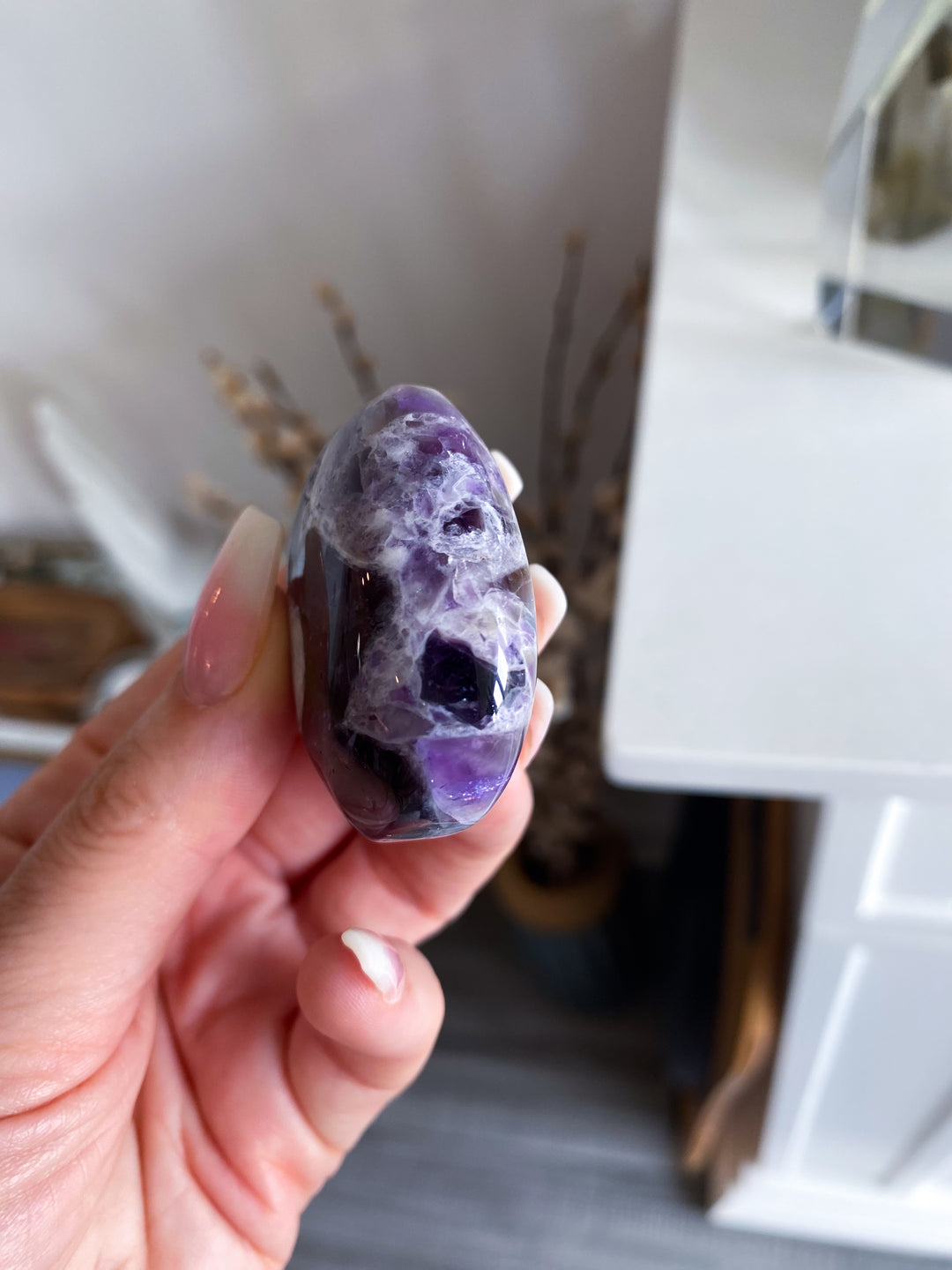 Dream Chevron Amethyst Palm Stone #1
