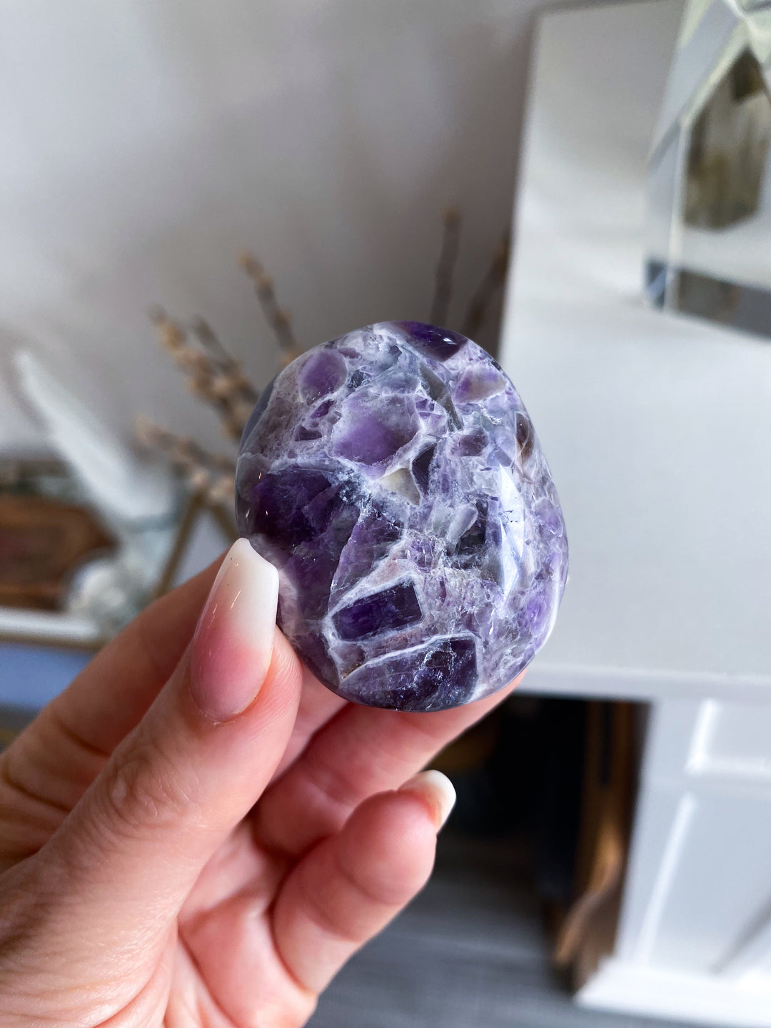 Dream Chevron Amethyst Palm Stone #1